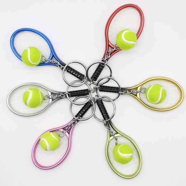 Free shipping mini tennis racket keychain, creative gift key rings in mixed orders of 20 pieces