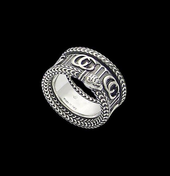 G letter stereo king snake ring retro gold lovers stripe