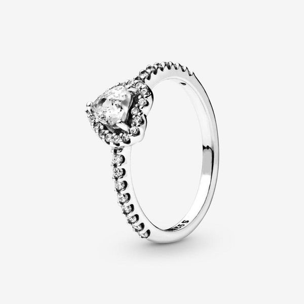 Genuine 925 sterling silver dazzling elevated heart ring for women's weddings, engagements, and fashion jewelry accessories