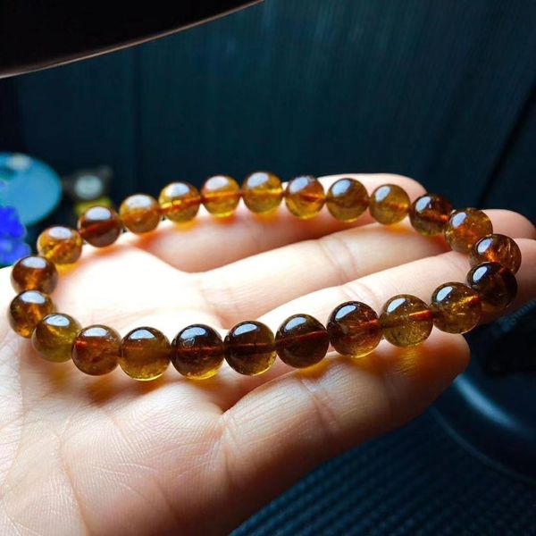Genuine Natural Yellow Tourmaline Women Stretch Bracelet 8mm Clear Round Beads Tourmaline Crystal Bracelet Jewelry AAAAA
