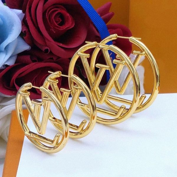 Gold hoop earrings for women, 4cm designer jewelry, high-quality Valentine's Day gift