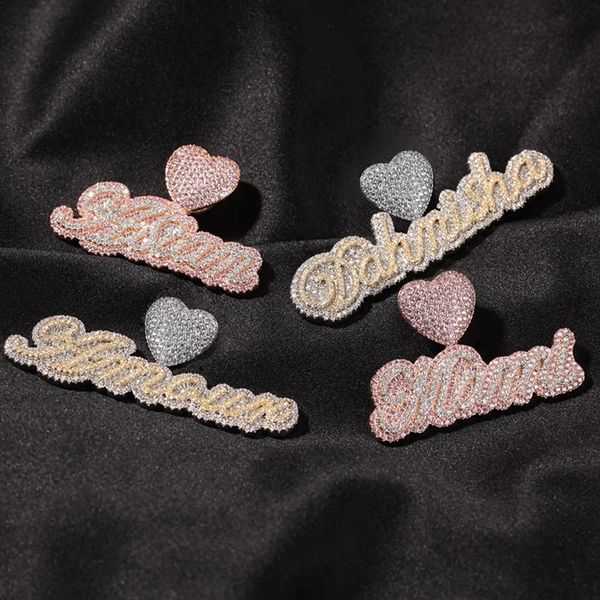 Gold-plated custom name necklace with CZ letter pendants and 24-inch rope chain for men and women