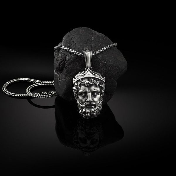 Greek Myth Headdress Pendant Nordic Viking Hip Hop Necklace Men's Punk Ins