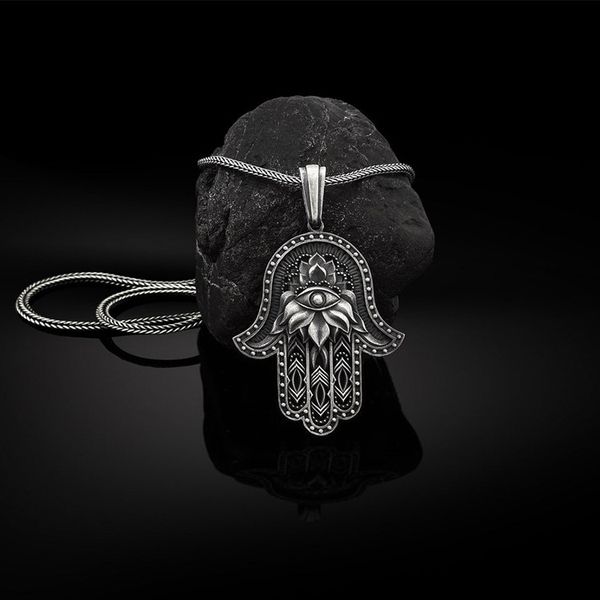 Hand of Fatima Hansa Pendant Ins Men's Necklace Evil Eye Hip Hop Jewelry