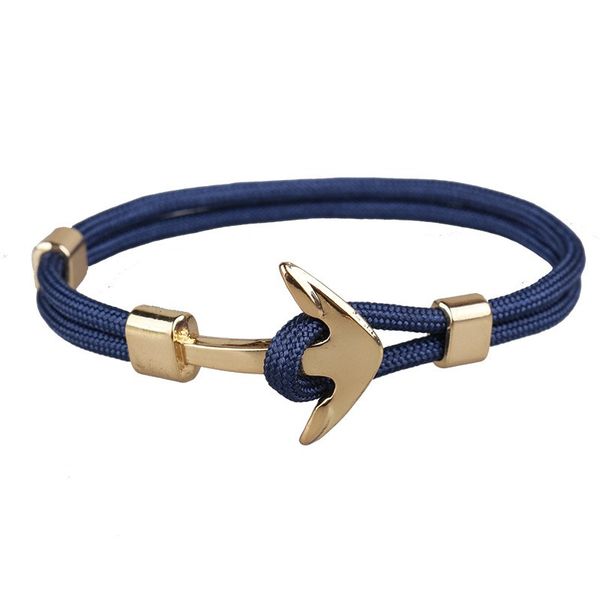 Handcrafted gold anchor charm paracord bracelet, a stylish unisex jewelry piece perfect for gifting