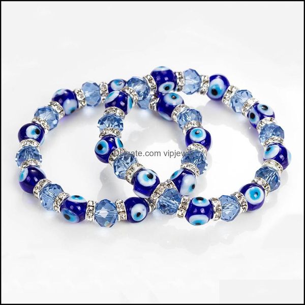 Handcrafted Turkish Nazar charm bracelet featuring blue evil eye crystal beads for women and girls, with express delivery option