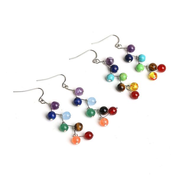 Handcrafted wholesale earrings featuring 6mm natural stones like amethyst, tiger's eye, agate, and green gold