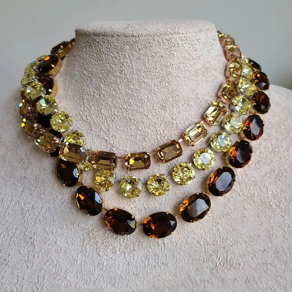 Handcrafted women's crystal cube collar necklace with claw-set glass charms, a stylish gift