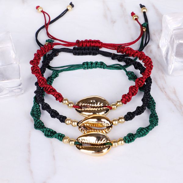 Handmade adjustable friendship bracelet with vibrant woven shell charms