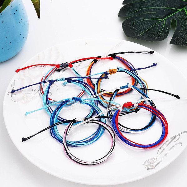 Handmade woven wax thread friendship bracelets, layered bohemian bangles perfect for women's summer beach jewelry