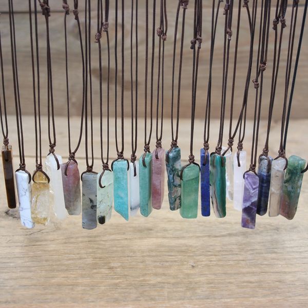 Healing Crystal Natural Stone Pendant Raw Mineral Irregular Slice Reiki Chakra Gmes Quartz Lapis Amethysts Amazonite Women Jewelry

Rewritten:
Natural healing crystal pendant with raw mineral slice...