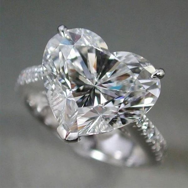 Heart Cut 12mm Moissanite Diamond Ring in 925 Sterling Silver for Women and Men, Perfect for Weddings, Engagements, and Parties