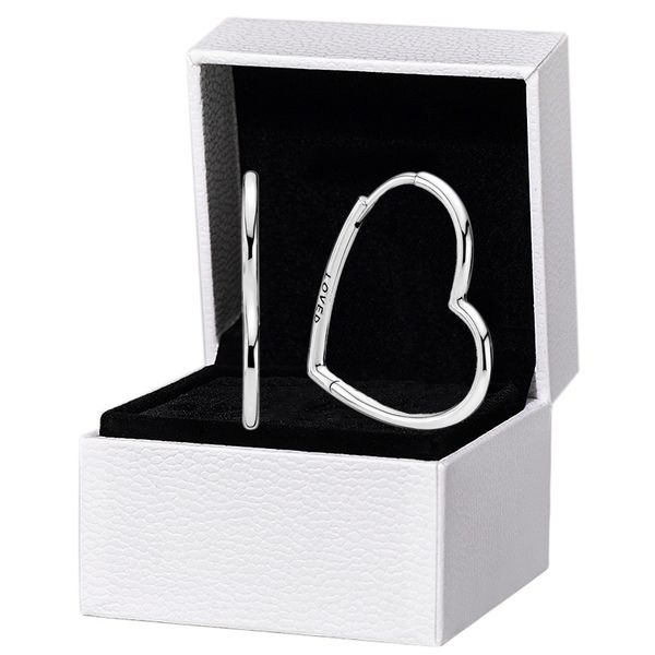 Heart-shaped hoop earrings crafted from genuine 925 sterling silver, elegant women's jewelry perfect for weddings and parties, featuring large circle designs with luxurious retail packaging