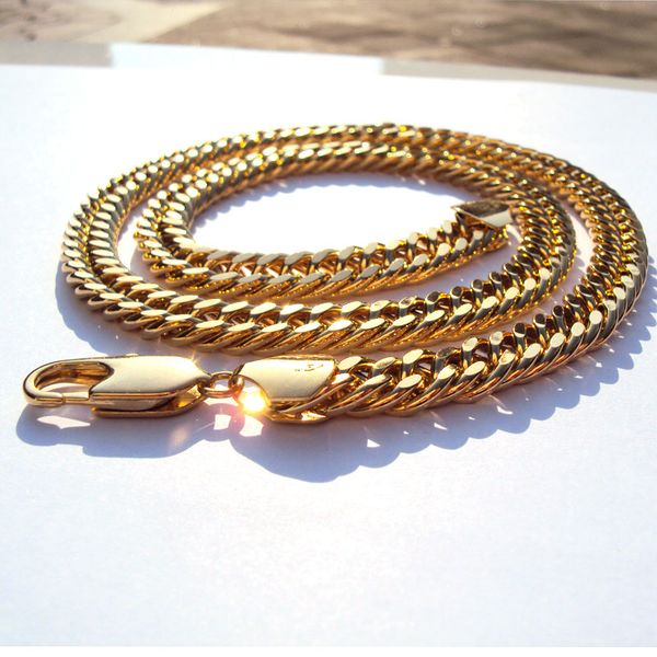 Heavy 18K solid yellow gold Miami link chain necklace for men, 10mm thick chunky model, 24 inches long