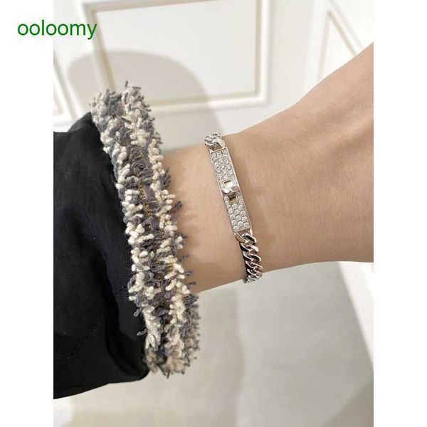 Hemres Designer Bracelet New Bracelet Full Diamond Lock Chain Pig Nose Plated 18k Gold Cuban Couple XKGF KFKW