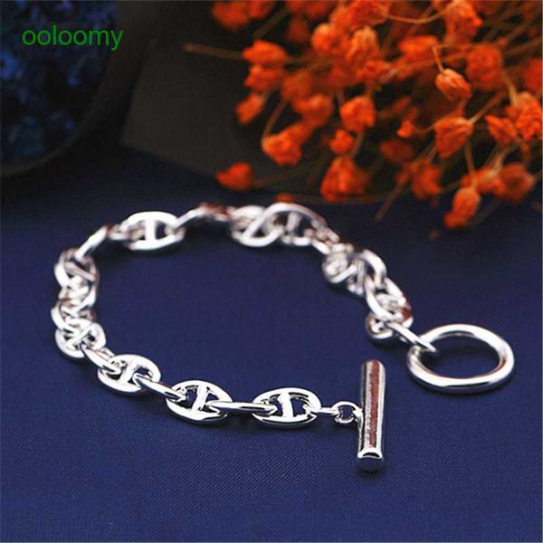 Hemres Designer Bracelet Silver Bracelet Classic Simple Japanese Character Women's Handchain Jewelry