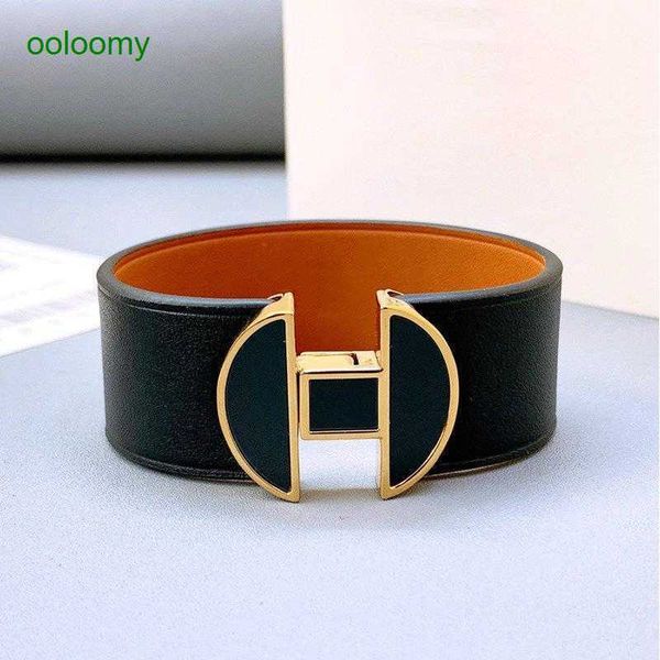 Hemres Designer Women's Bracelet - Premium Cowhide Top Layer with H-Buckle, Genuine Leather Korean Punk Style