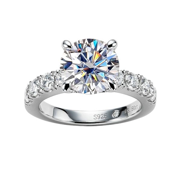 High-quality 3.5-carat D-color moissanite engagement rings in 18K gold or S925 sterling silver for women's wedding jewelry