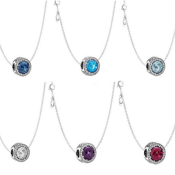 High-quality 925 sterling silver necklace featuring signature glass beads and a circle pendant, designed for Pandora disc chains as elegant women's jewelry