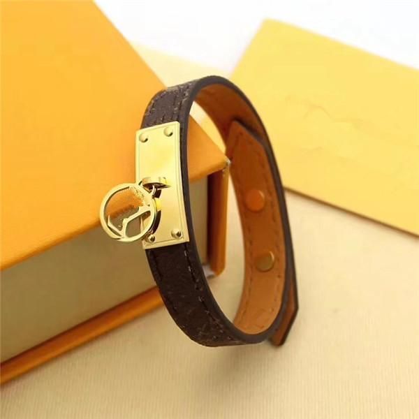 High-quality classic floral letter leather bracelets for men and women, available wholesale with elegant packaging