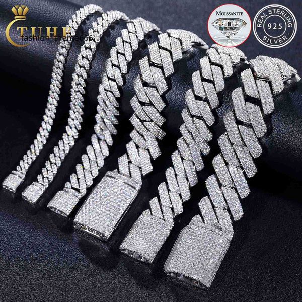 High-quality gold charm bracelets ranging from 8mm to 25mm, featuring diamonds that pass diamond tests, crafted in sterling silver with full VVS moissanite and iced-out Cuban link anklet bangle des...