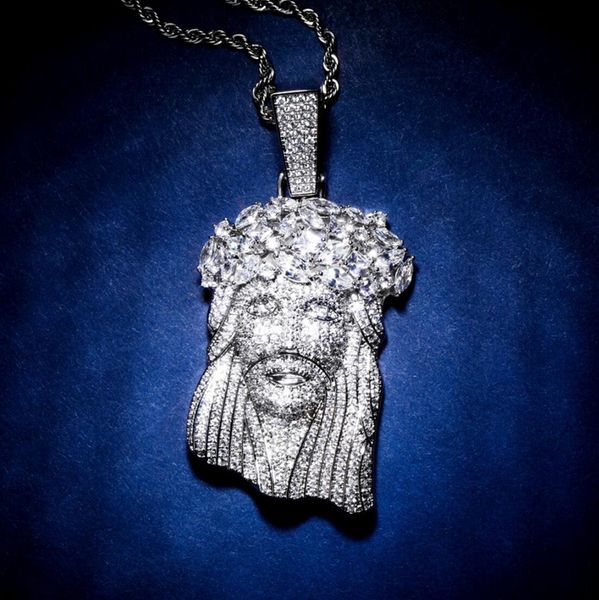High-quality large Jesus pendant necklace in gold or silver, a stylish men's hip-hop jewelry piece