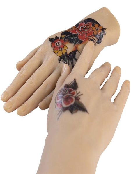 High-quality silicone female hand mannequin for realistic tattoo practice, nail art, jewelry display, comes in pairs