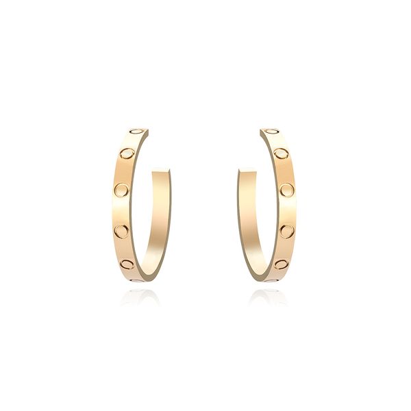 High-quality titanium steel hoop and huggie screw stud earrings for women, a stylish jewelry gift with a 4mm width