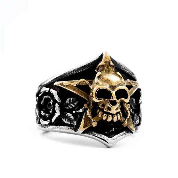 High-quality vintage gothic punk skull ring for men, perfect for rock parties