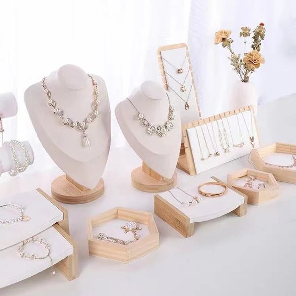 High-quality white jewelry display stands for necklaces and pendants, available in various styles