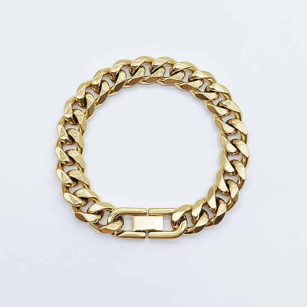 Hip Hop Cuban Link Chain Bracelet in Gold Stainless Steel, a stylish men's jewelry gift