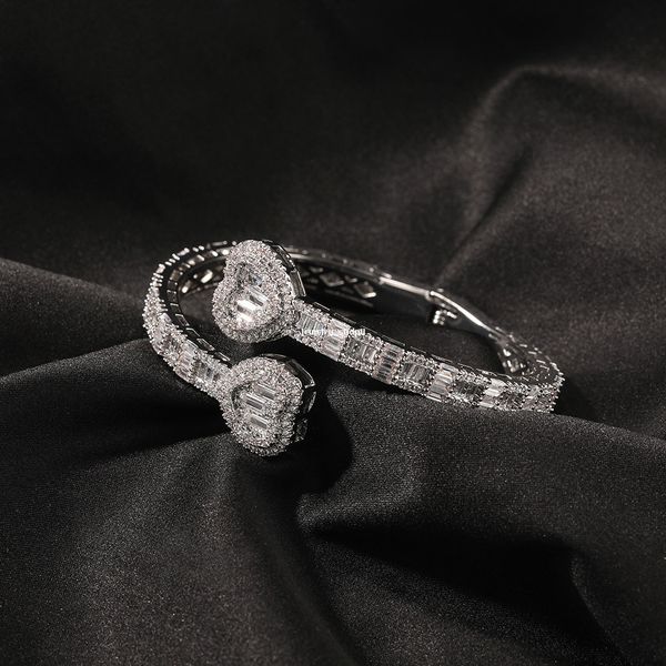Hip hop inspired spring-themed diamond bracelet for women featuring moissanite stones in 18k gold or sterling silver Cuban link design