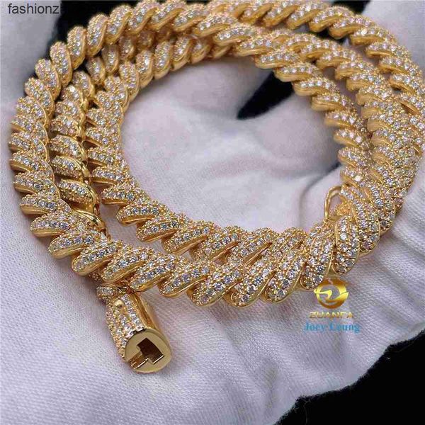 Hip hop style VVS moissanite rope necklace in 925 sterling silver with Figaro chain design for men