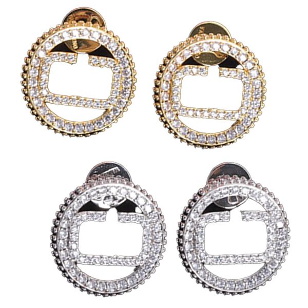 Hollow diamond earrings with chic gold charm, elegant and simple for parties, includes a box