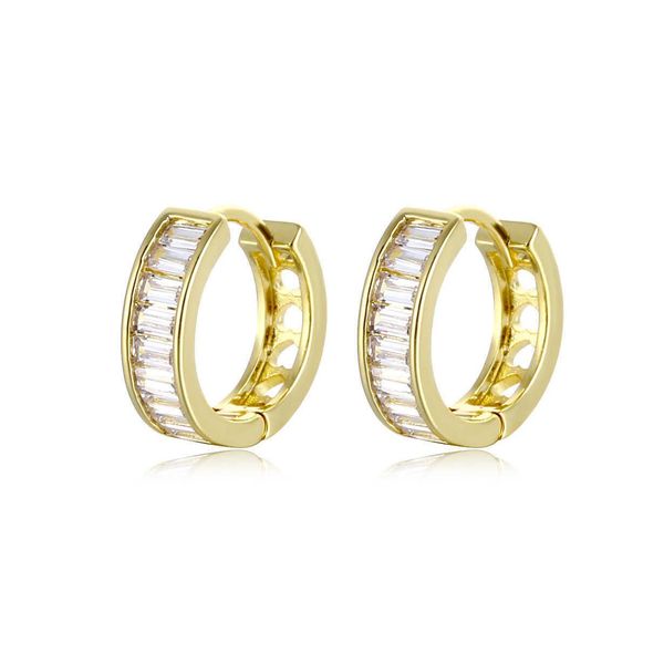 Hoop Clip Earrings: Stylish Rectangular Huggie Zircon Jewelry for Women and Girls, Trendy 18k Gold Design