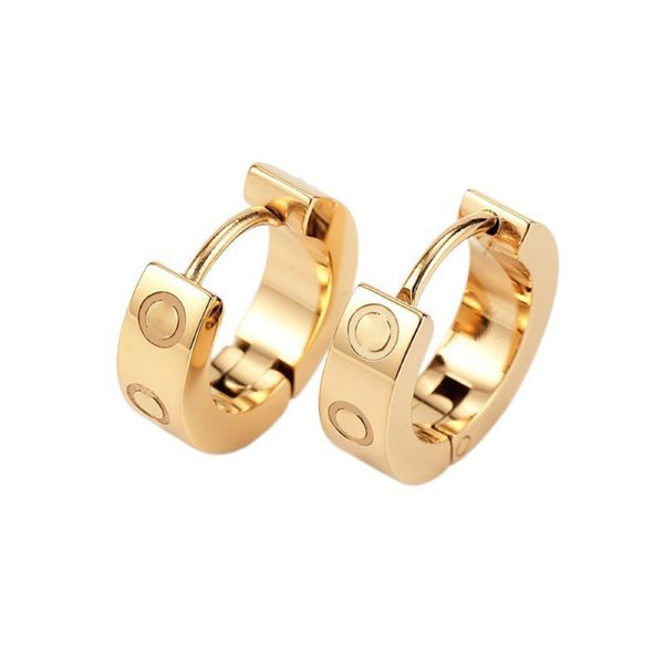 Hoop earrings with gold diamond studs, titanium steel screw-back design, elegant and stylish 18K gold-plated circle earrings for women
