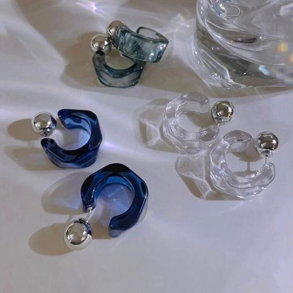 Hoop & Huggie 2022 Korea Clear Acrylic Geometric C-shaped Earrings For Women Girls Trends Hanging Party Travel Jewelry Gifts