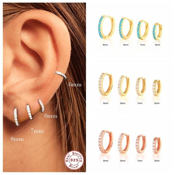 Hoop & Huggie CANNER Circle Earrings in 925 Sterling Silver, Women's Piercing Studs for Parties and Weddings