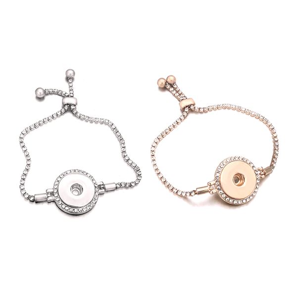 Hot Fashion Silver Gold 227 Crystal Stretchable 18mm Snap Button Bracelet Interchangeable Charm Jewelry For Women Men Gift