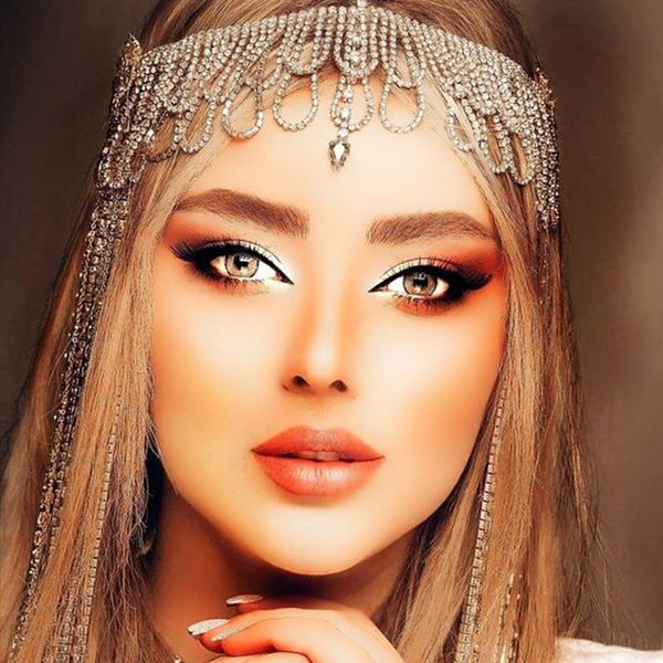 Hot-selling zircon hair chain with multi-layer tassel rhinestone pendants for European and American forehead hair accessories