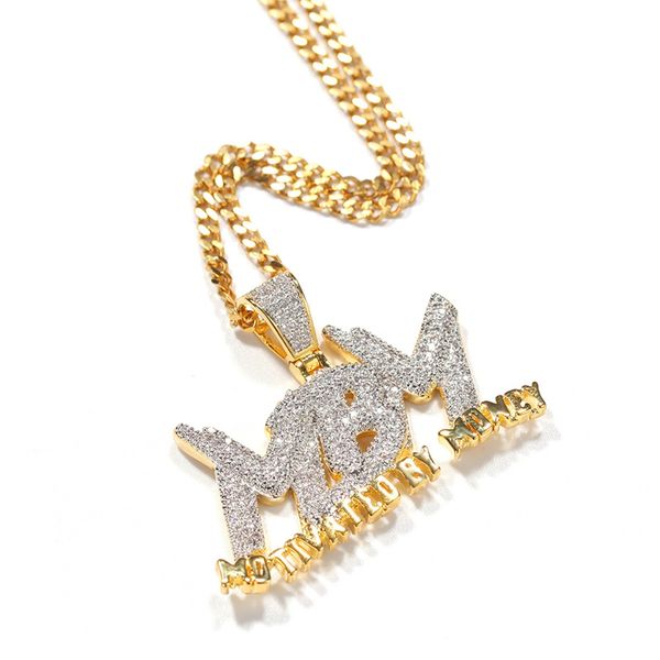 Iced Out MBM Pendant Necklace for Men's Hip-Hop Fashion Jewelry Inspired by Money Motif