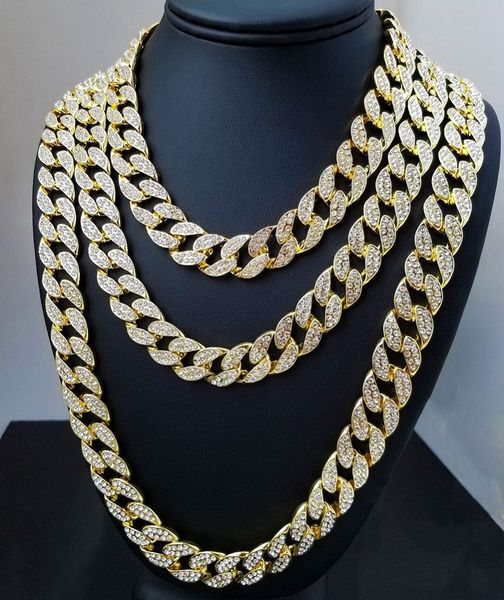 Iced Out Miami Cuban Link Chain in Gold or Silver for Men, Hip Hop Necklace Jewelry Available in 16Inch to 30Inch Lengths