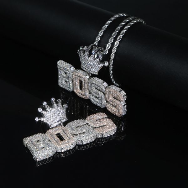 Iced out two-tone plated CZ pendant necklace for unisex hip hop punk jewelry styles, ready for drop shipping