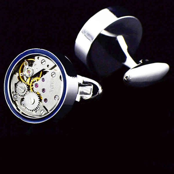 Inbev Movement Cufflinks with Blue Edge Glue Dropping Watch Design on French Shirt Sleeve Nails 1066cufflinks / 801066