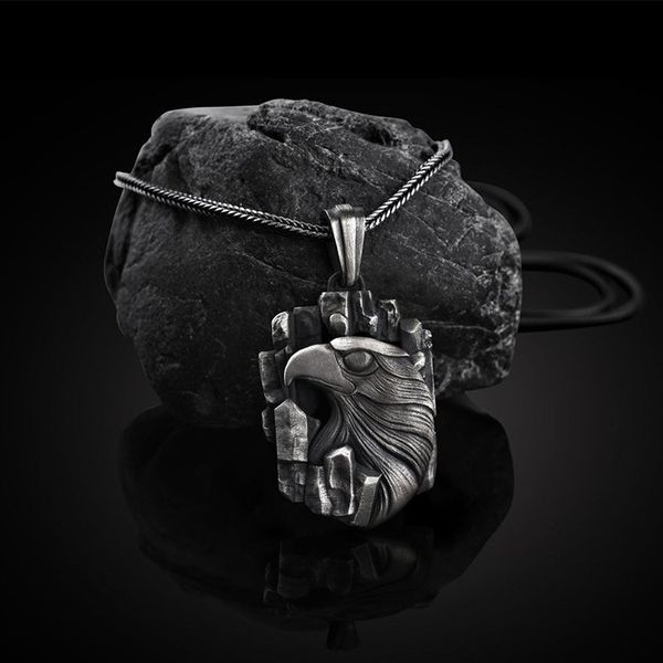Ins Men's Eagle Head Pendant Necklace for Hip Hop Style