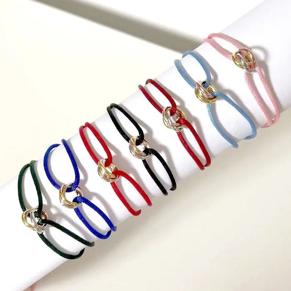 Jewelry Designer Bracelet for Men and Women - Stylish 316L Stainless Steel Trinity Ring String Bracelet with Three Interwoven Rings