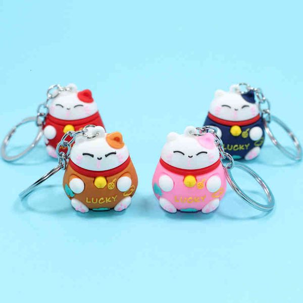 Key Rings China Fengfu Bag Zhaocai Cat Chain Creative Cartoon Pendant Small Gift Couple