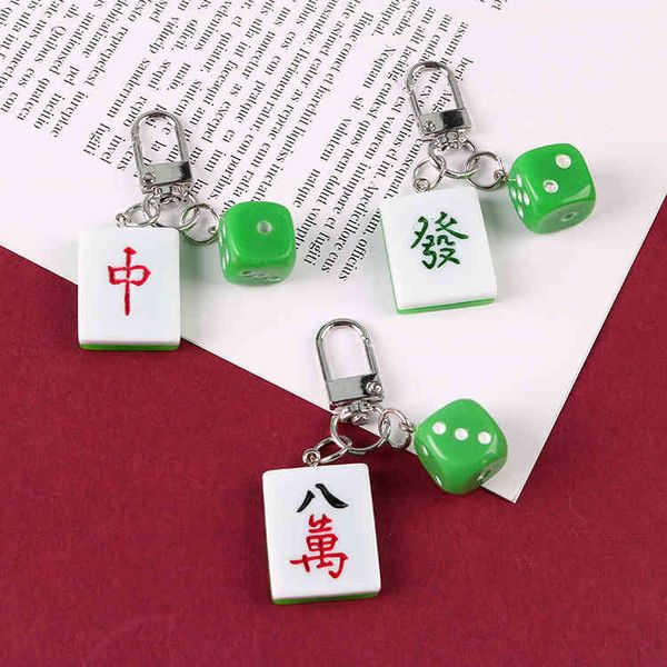 Key Rings Cute Creative Mahjong Chain Chinese Style Funny Trinket Fortune Airpods Protective Cover Pendant