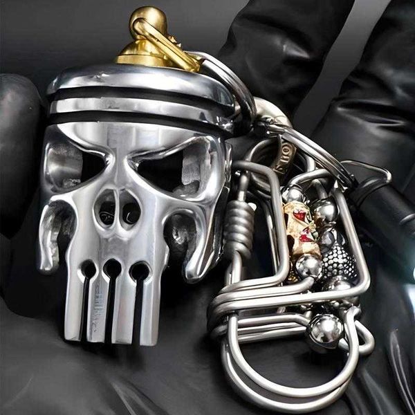 Key Rings Piston Art Keychain Skull Pendant Decoration Accessories Alloy Skeleton Keychains Keyring with Flashlight and Bottle Opener J23022