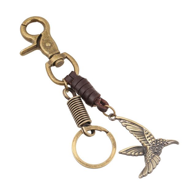 Key Rings Punk Men's Cowhide Chain Alloy Eagle Decorative Pendant Girls' Backpack